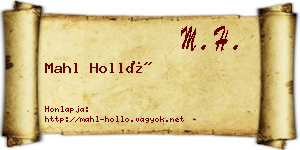 Mahl Holló névjegykártya